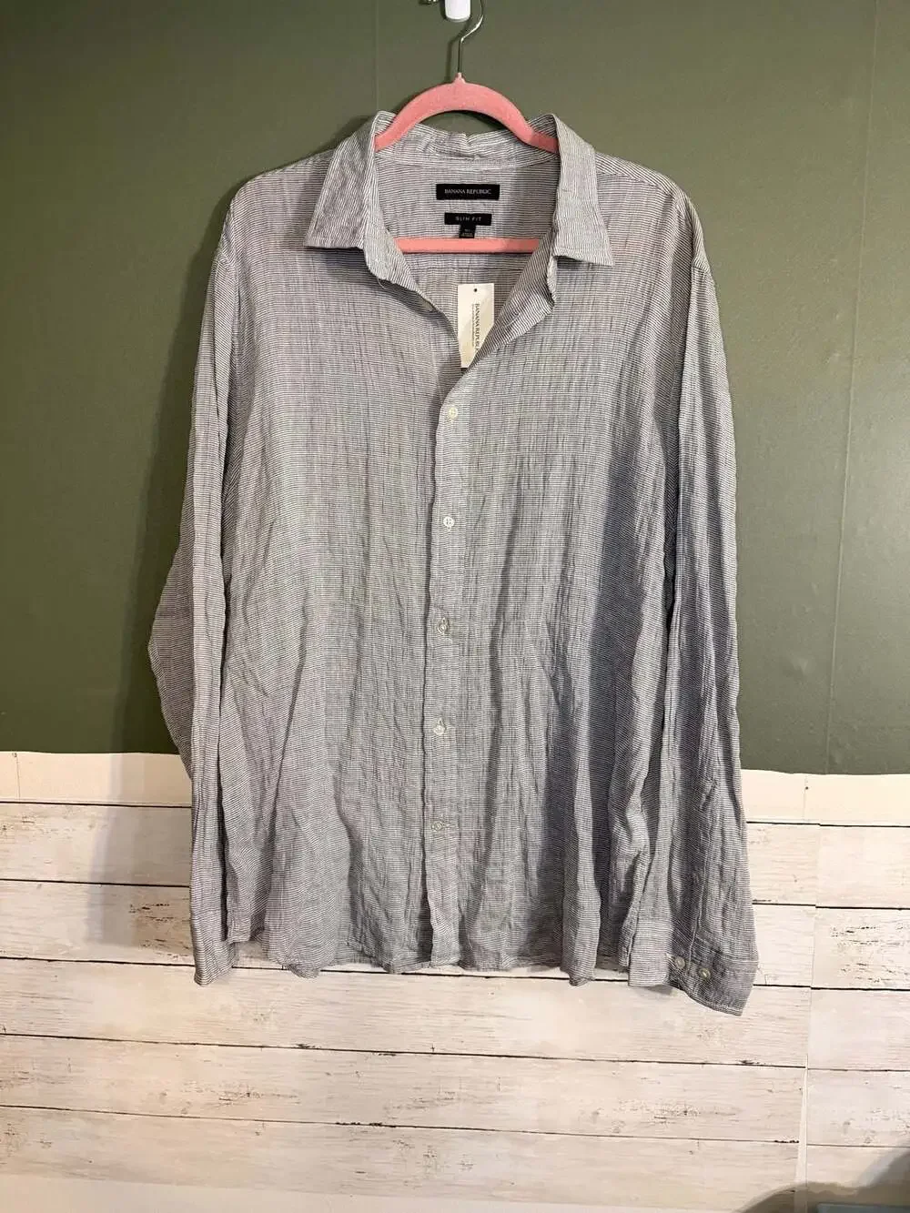 NWT Banana Republic XL Long Sleeve Slim Fit Striped Button Down Shirt